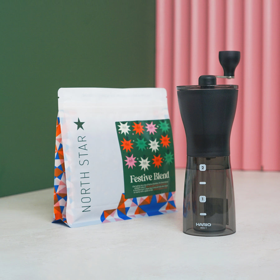 Festive Blend + Hario Mini Mill PLUS Ceramic Coffee Grinder